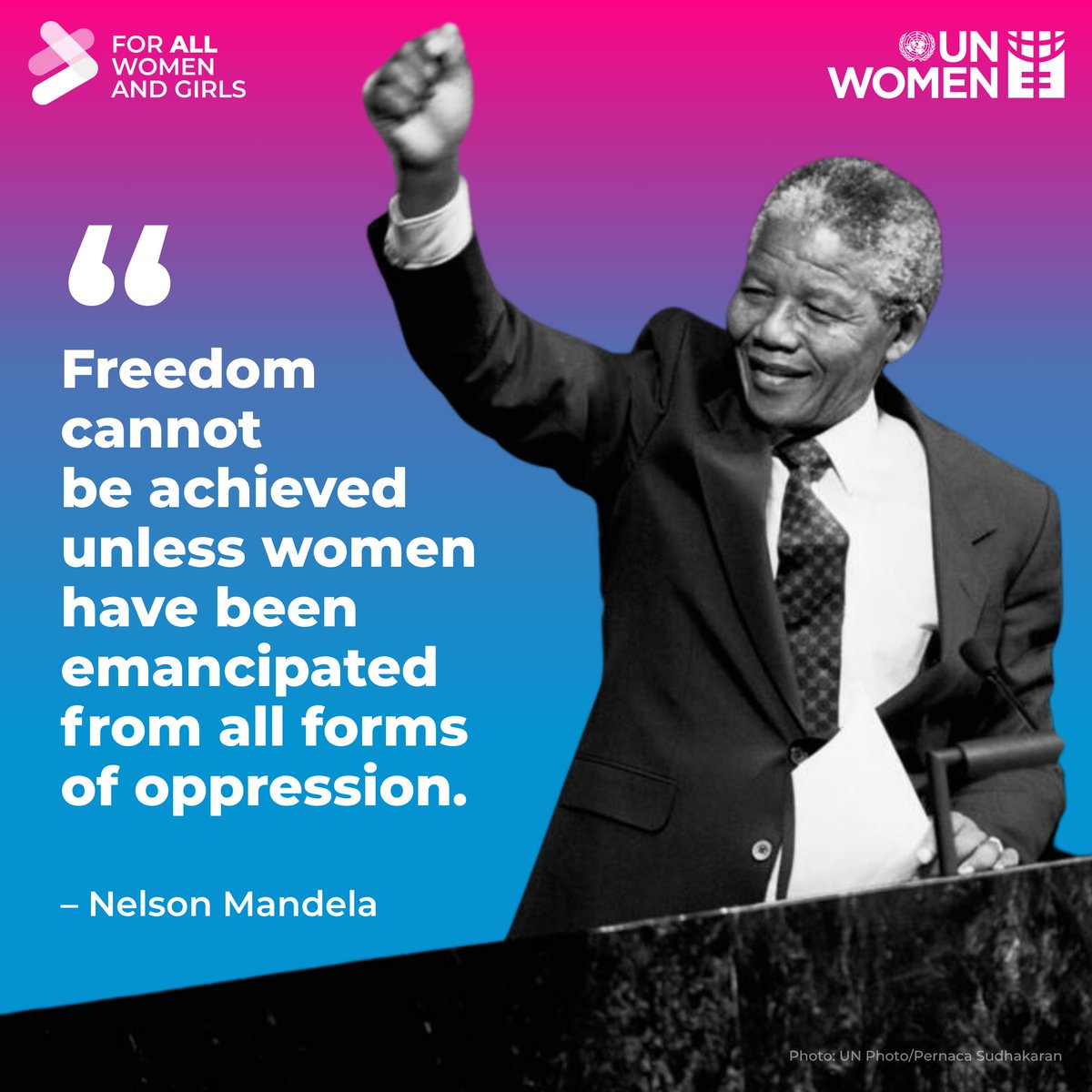 UN_Women's tweet image. Happy #MandelaDay!
Today we remember Nelson Mandela as a brave women's rights advocate, whose efforts to bring freedom and justice to women and girls remain an inspiration for us all.
His legacy lives on.
