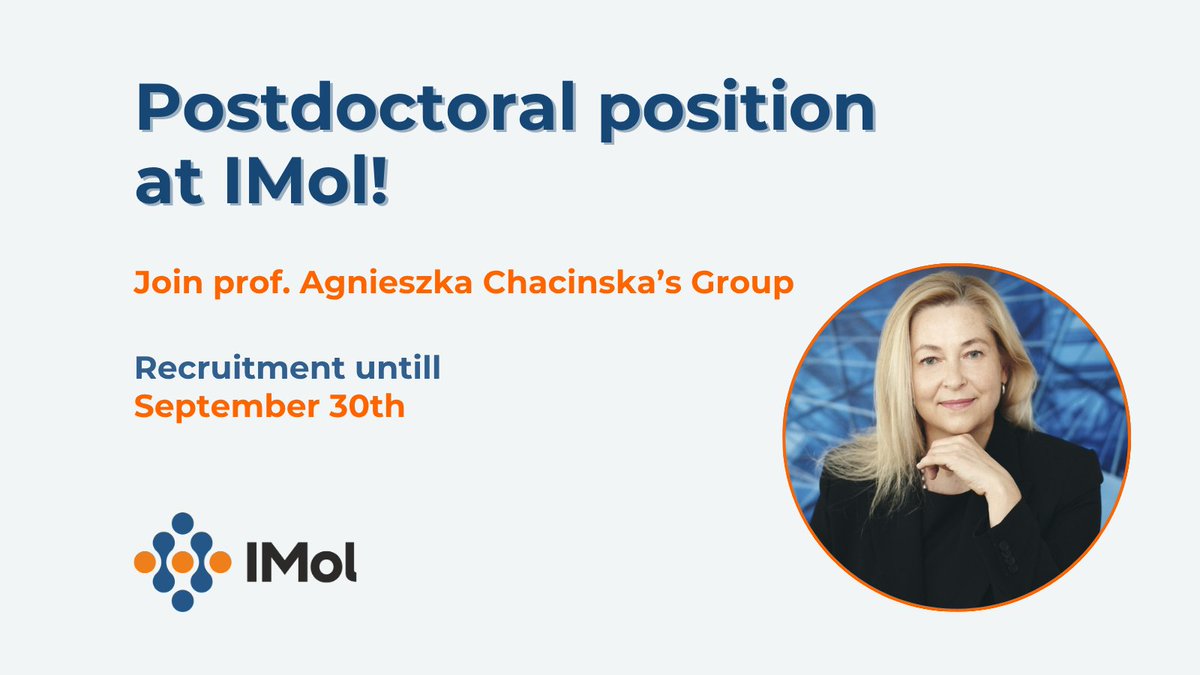 IMol_Institute's tweet image. We are seeking a PostDoc for the project "Extranuclear activities of genome maintenance protein complexes in stress response" at @IMol_Institute.
The successful candidate will work in @A_Chacinska's Group.
More details at euraxess.ec.europa.eu/jobs/362155