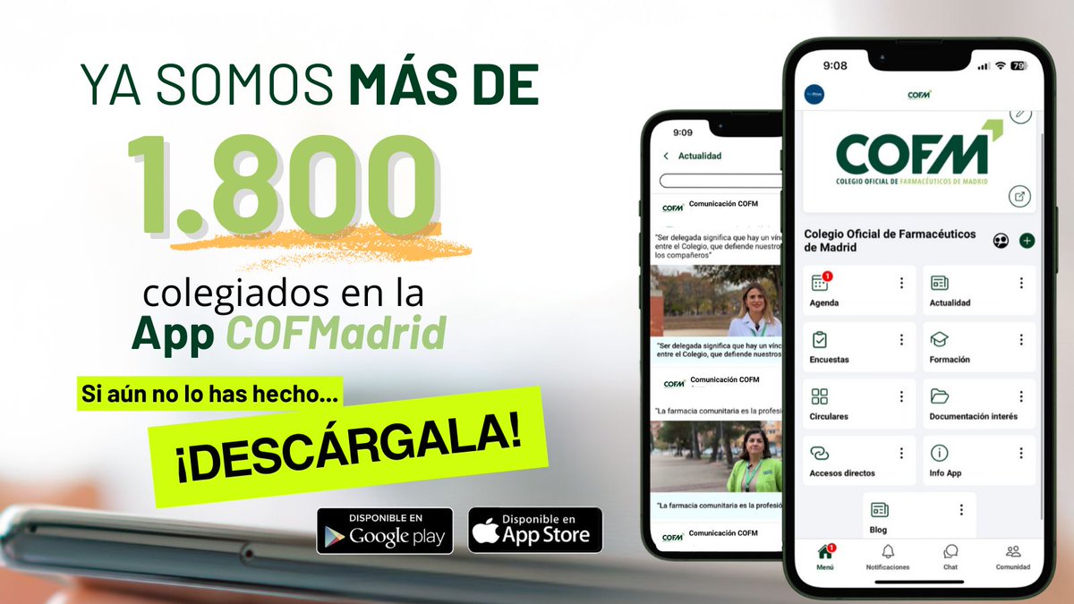 COFMadrid's tweet image. ¿Todavía no has descargado nuestra #App #COFMadrid? Es la forma más práctica de estar conectado con tu Colegio, desde tu móvil 📲. Y ya somos más de 1.800 los colegiados que la tienen.
Entra y descárgala
👇👇
🔗 bit.ly/46bcdut