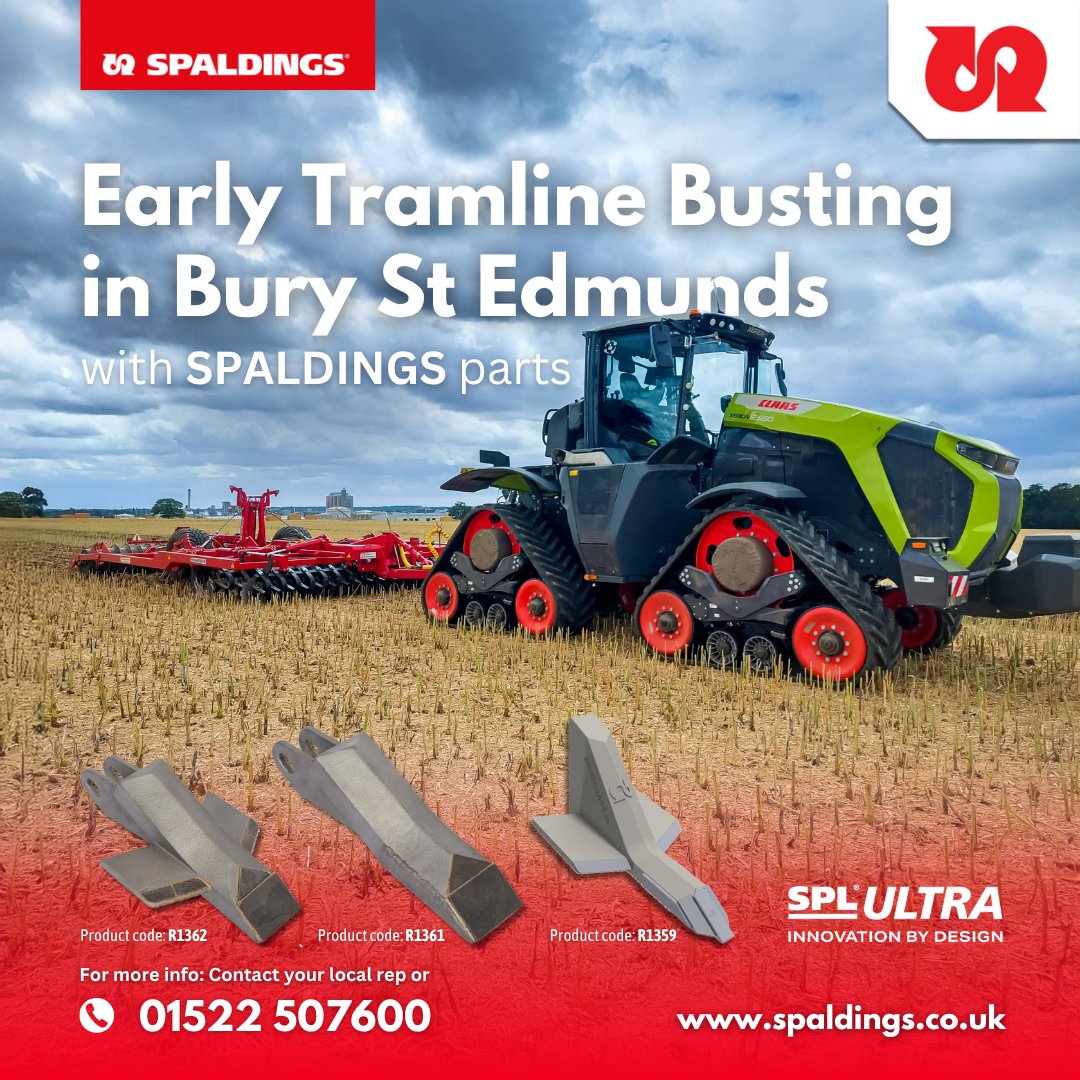 Spaldings's tweet image. 🚜 Early tramline busting in Bury St Edmunds!
A Spaldings customer is out with a 5m Keeble subsoiler + Claas Xerion 12 Series, fitted with SPL Ultra points (R1361, R1362, R1359) for max durability 💪
🔗 Shop SPL Ultra - spaldings.co.uk/products/spl-u…
📞 01522 507600 | Contact your rep