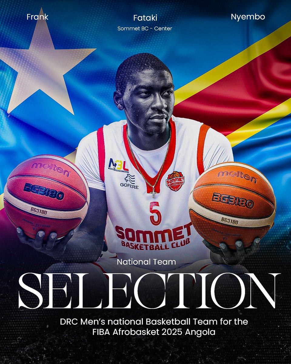 SommetBc's tweet image. International Duty 📞
Our centre, Nyembo has been selected to represent Democratic Republic of Congo in the forthcoming FIBA Afro Basketball tournament in Angola.
Congratulations Frank. 🛡⚔️
#SpiritOfAWarrior
