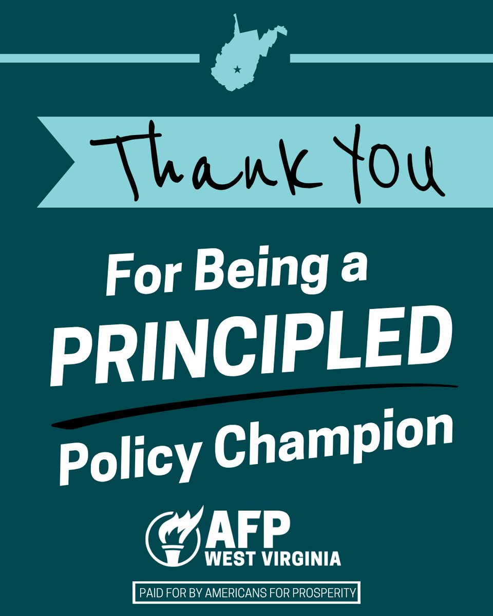 AFPWV's tweet image. THANK your lawmaker for standing up to special interests. Forty-one of their efforts helped make West Virginia a better place to live, work and raise a family!
Thank them here: afplink.org/44v1OIY