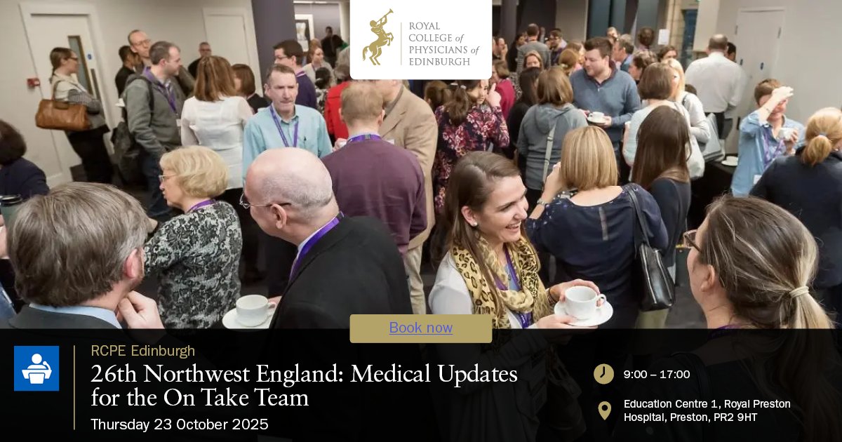 RCPEdin's tweet image. Join us for 26th Northwest England: Medical Updates for the On Take Team, where we will cover:
✅ Diabetes emergencies
✅ Immunotherapy side effects
✅ Tachycardia, liver injury, psychiatric crises
Join us in Preston on 23 Oct: rcpe.ac.uk/events/26th-no…