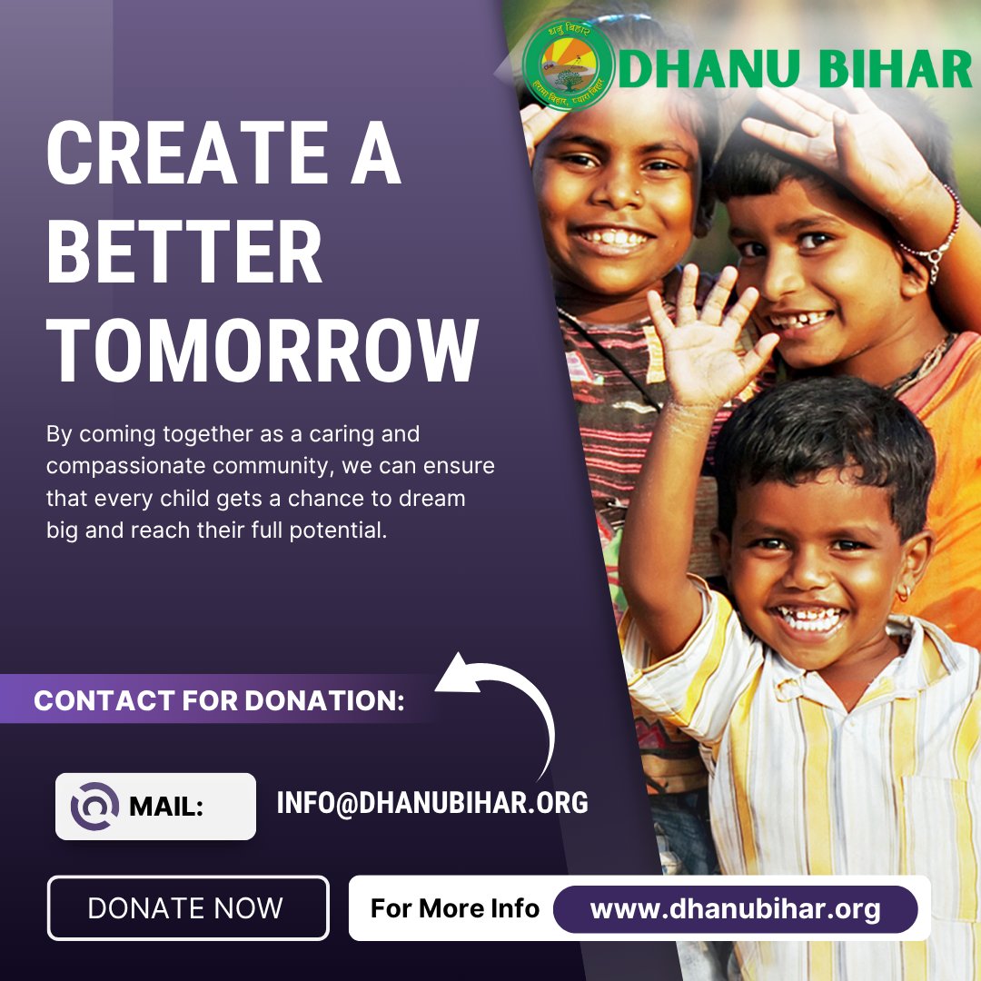 🌟 Create a Better Tomorrow

Together, we can help every child dream big &amp; reach their potential.

Support education, basic needs &amp; a brighter future.

📍 Donate: dhanubihar.org
📧 info@dhanubihar.org

#SupportChildren #DonateNow #BeTheChange #viral