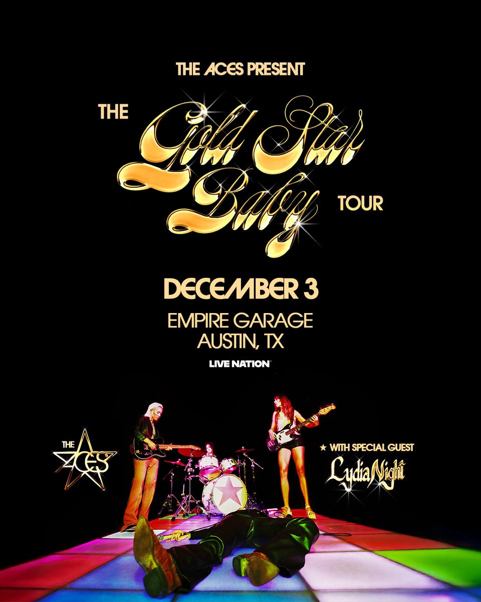 🎶JUST ANNOUNCED🎶
The Aces are bringing their Gold Star Baby Tour to The Garage on December 3rd, with special guest Lydia Night! You won't want to miss this unforgettable night of energy💫

🎟️Tickets go on sale FRIDAY, JULY 25 mark your calendars - eventim.us/event/The-Aces…