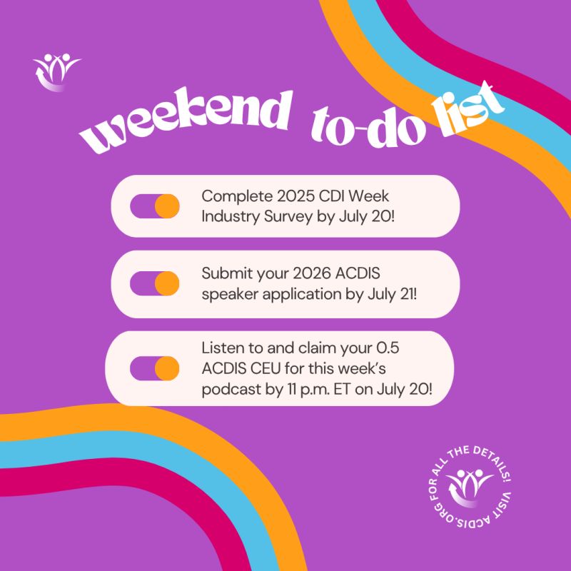 NAcdis's tweet photo. Weekend to do list 
Need weekend plans? There are several deadlines this weekend around ACDIS, so take a look below and plan accordingly! https://t.co/u7TzFCluk0