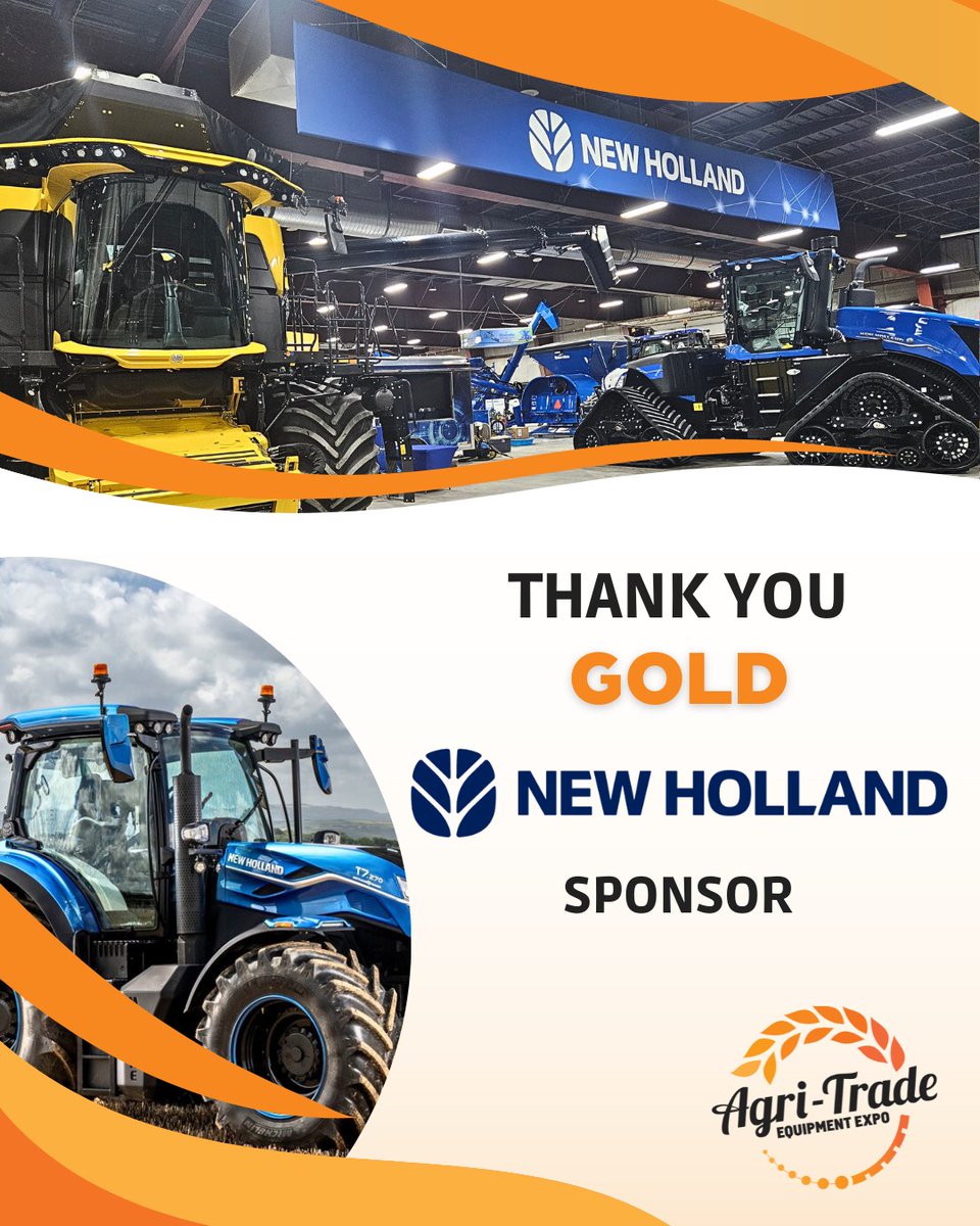 Join us in welcoming <a href="/NHAgriculture/">New Holland North America</a> as an #AgriTrade2025 Gold Sponsor! Catch them on the trade show floor this November.

"Our reputation is built on the success of our customers, cash crop producers, livestock farmers, contractors, vineyards, or grounds care professionals."