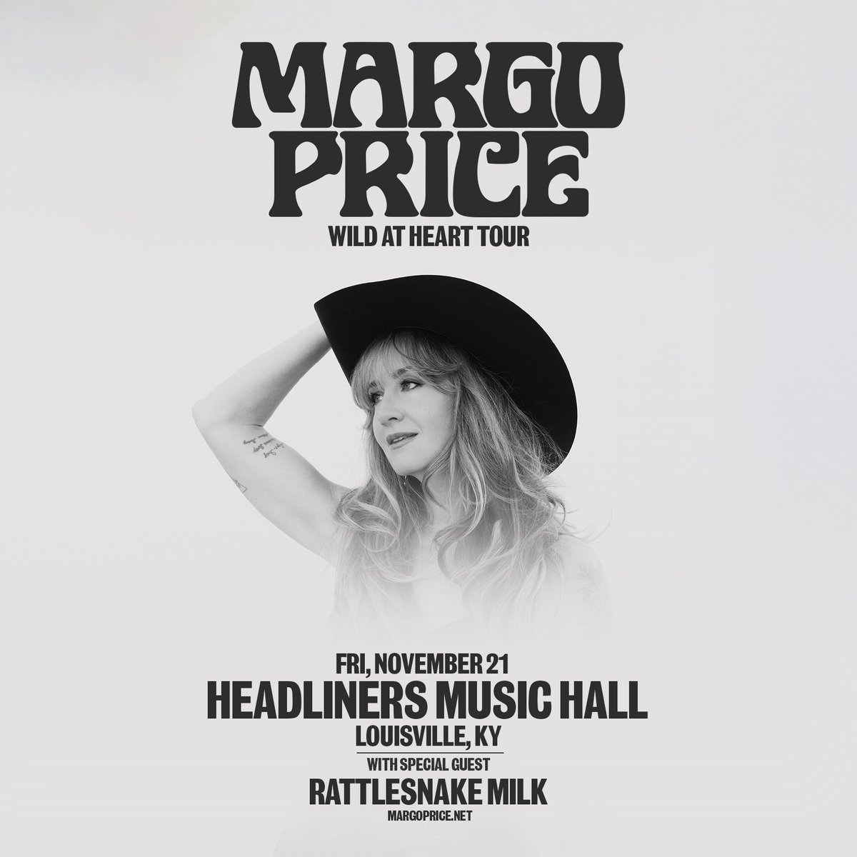 Headliners502's tweet image. ❤️ ON SALE NOW! ❤️ @MissMargoPrice is bringing the Wild At Heart Tour to Headliners Music Hall on Friday, November 21 with special guest Rattlesnake Milk! Get your tickets now! 🎟️ --&amp;gt; tixr.com/e/149761