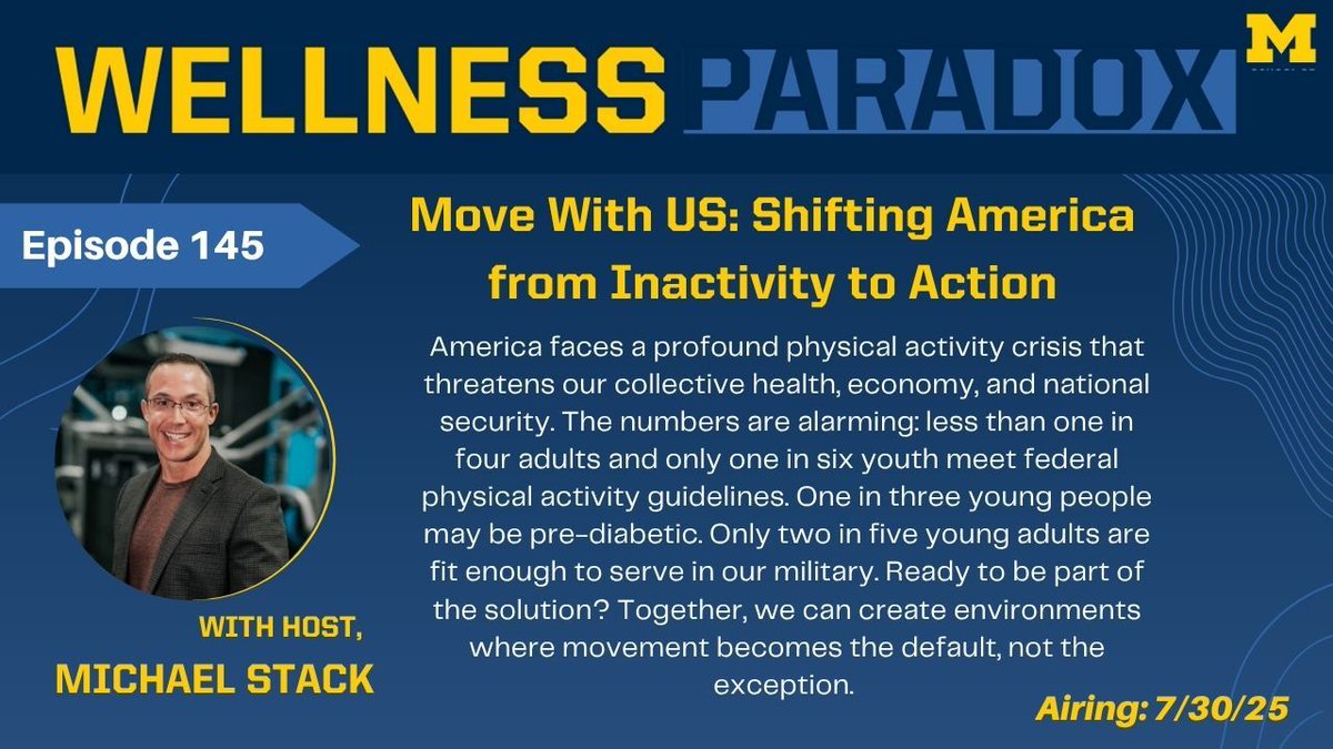 WellnessParadox's tweet image. 🚨 New Episode Alert! 🚨
America is in the midst of a physical activity crisis — but we have the power to change that. In Episode 145 of Wellness Paradox, we&apos;ll explore how we can shift our culture from inactivity to action. 💪🇺🇸 @PAAMovewithUs @UMKines