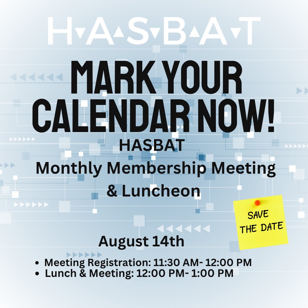 2018HASBAT's tweet photo. 📅 SAVE THE DATE | Thursday, August 14th

Join us for a power-packed lunch with key updates from Congressman Dale Strong!

📝 Registration opens July 24th!

#HASBAT #SmallBusinessStrong #DaleStrong #DefenseIndustry #HuntsvilleAL #BusinessLunch #Networking #SaveTheDate https://t.co/feDmgPlQwc