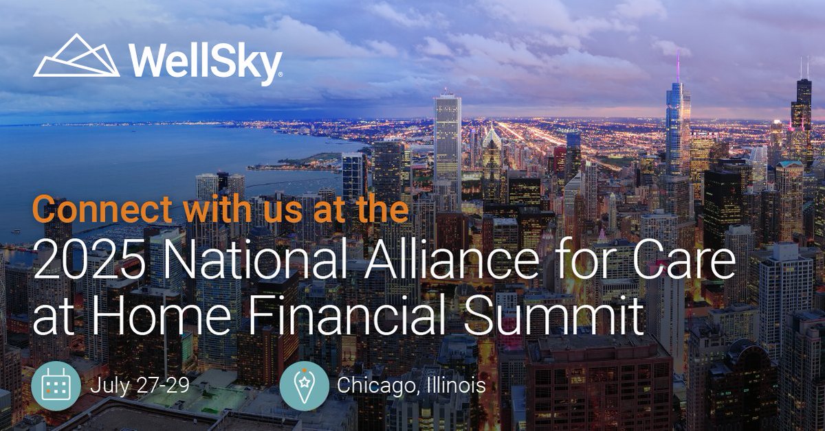 Heading to Chicago for the 2025 National Alliance for Care at Home Financial Summit July 27–29? Visit WellSky at booth #418 to learn about how your agency can experience better home health and hospice care with compliant, efficient, and patient-centered solutions from WellSky.