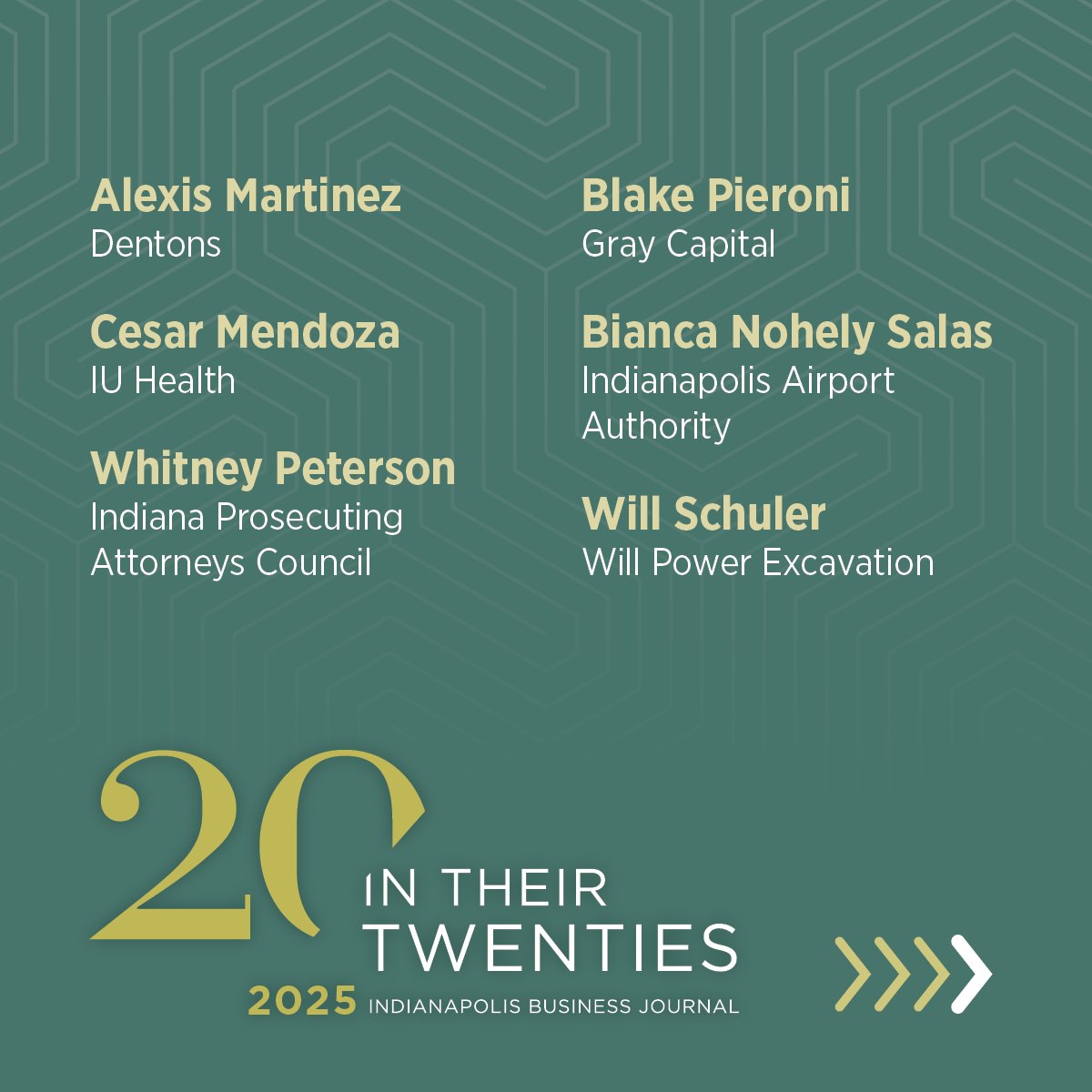 Who made IBJ’s 2025 Class of 20 in Their Twenties?

We’re excited to reveal this year’s incredible honorees! Join us on August 12 to celebrate them in person! RSVP now at ibj.com/events/2025/20… and learn more at ibj.com/articles/ibj-n….