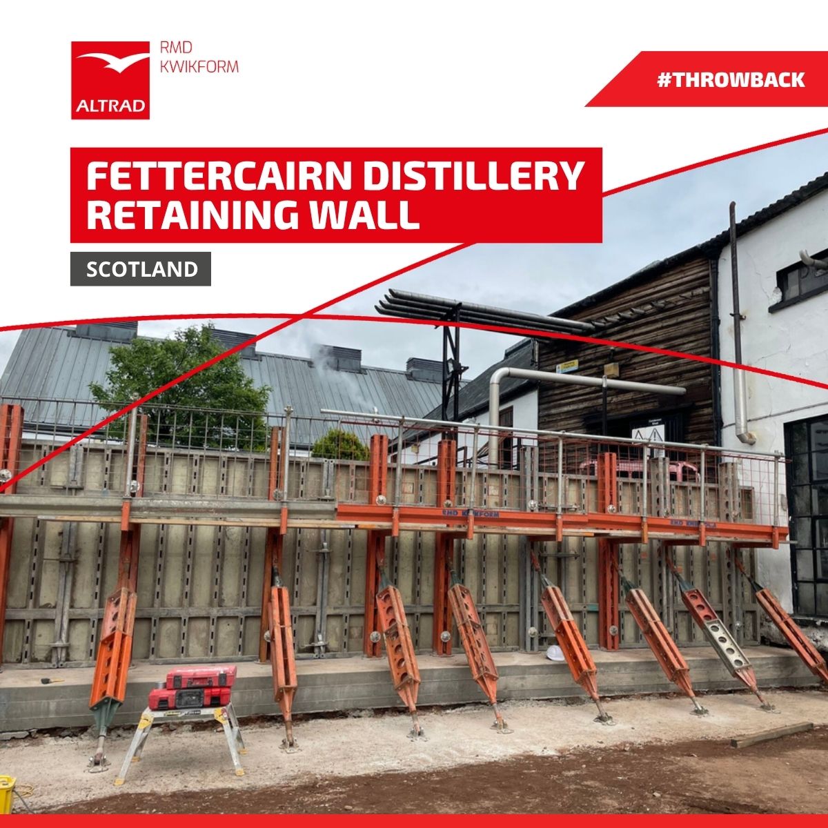 RMDKwikform's tweet image. A look back at our work on the Fettercairn Distillery Retaining Wall in Scotland.

As part of upgrade works at the 200-year-old site, we supplied single-sided formwork using:
• Maxima panels
• Superslim Soldiers

Learn more: rmdkwikform.com/products/wall-…

#WallFormwork