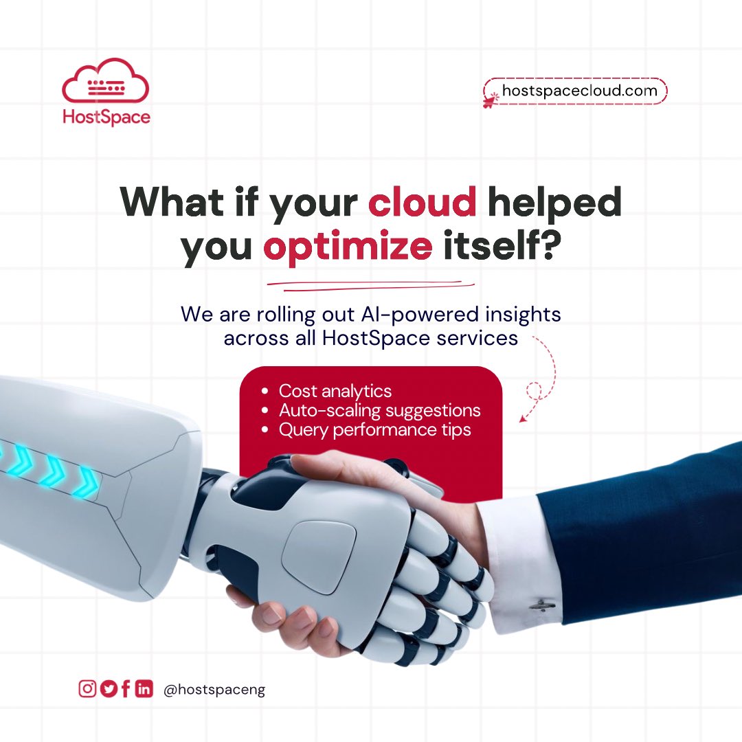 hostspaceng's tweet image. The cloud just got smarter.

AI-powered recommendations are coming to HostSpace: scale better, spend less, fix faster.

🚀 Launch smarter with machine learning.

#AIDevOps #SmartCloud #HostSpaceAI #CostOptimization #CloudEfficiency