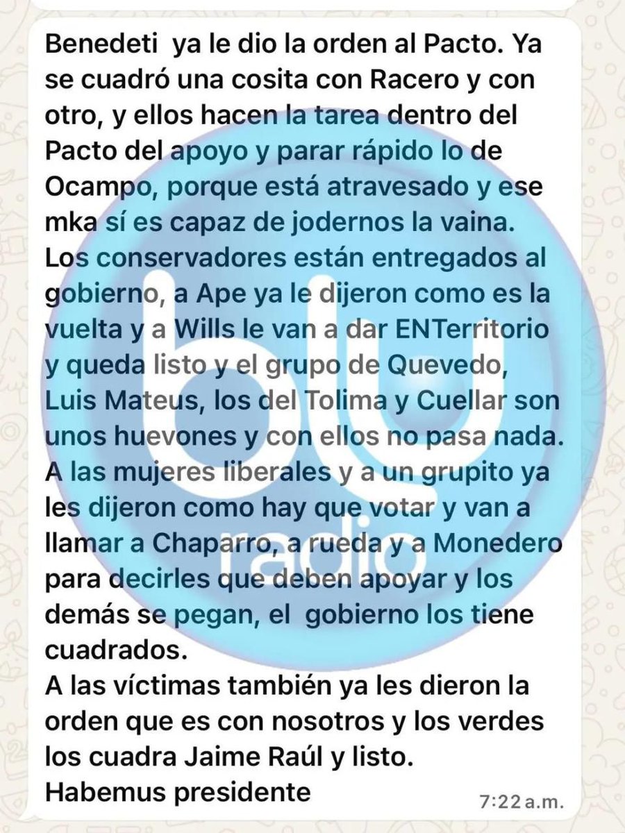 Nicolás Echeverry Alvarán (@nicolasechal) on Twitter photo El <a href="/soyconservador/">Partido Conservador</a> no puede convertirse en ficha de cambio del Gobierno Petro. Nuestra postura es de independencia y oposición, como lo ha decidido el Directorio.
Estos actos no nos representan. Quien actúe en contravía deberá responder individualmente por sus decisiones. El <a href="/soyconservador/">Partido Conservador</a> no puede convertirse en ficha de cambio del Gobierno Petro. Nuestra postura es de independencia y oposición, como lo ha decidido el Directorio.
Estos actos no nos representan. Quien actúe en contravía deberá responder individualmente por sus decisiones.