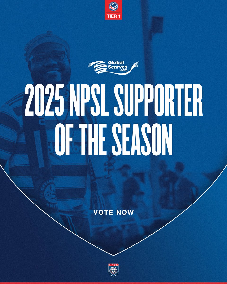 NPSLSoccer's tweet image. Voting is now open through the end of the day Sunday for the 2025 @GlobalScarves #NPSL Supporter of the Season and the NPSL Goal of the Season here: npsl.com/vote