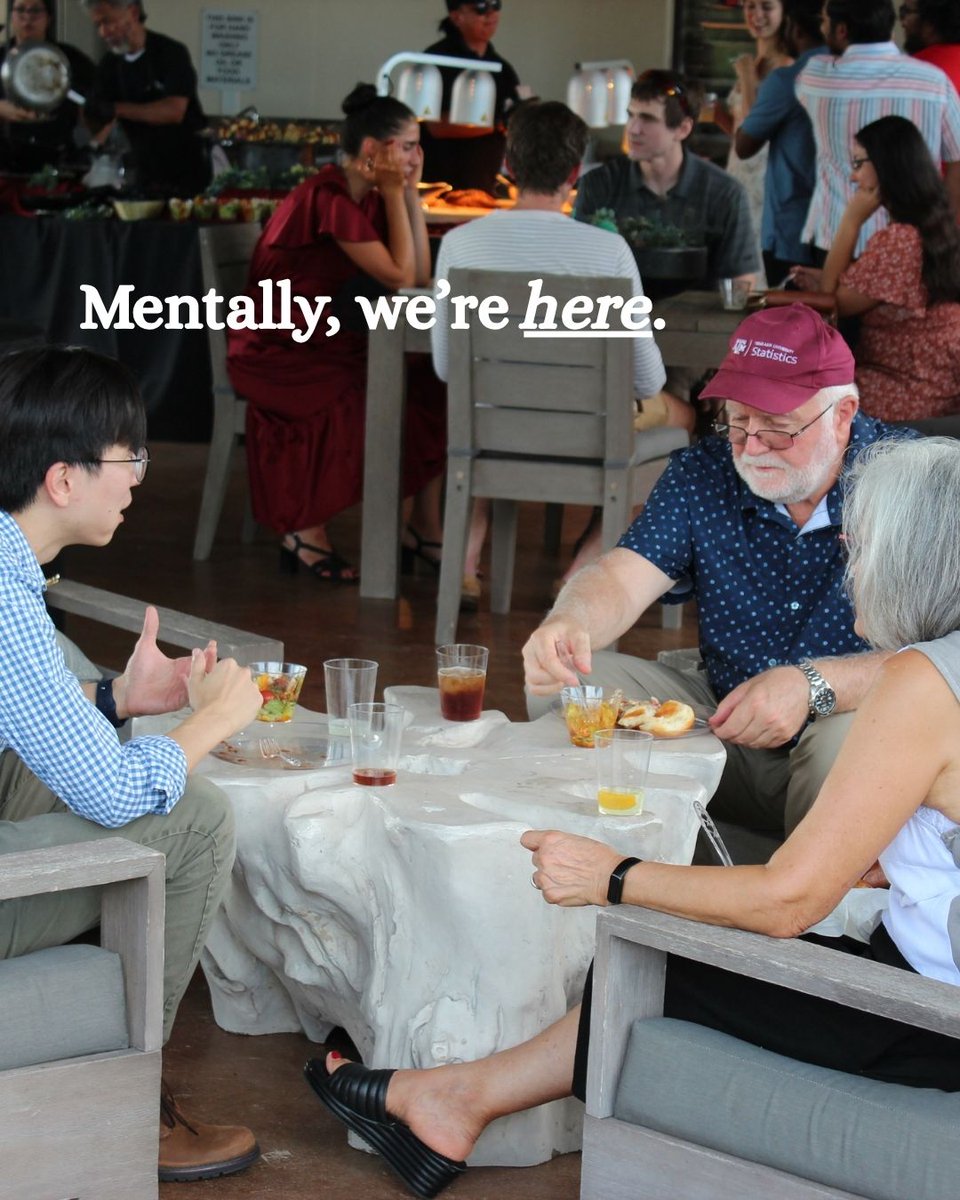 TAMUstats's tweet image. The trend says βMentally, weβre hereβ β
But for us? Mentally, weβre home.
Home is the whiteboards, the quiet labs, the laughter between classes, and the people who made stats feel like family. π»ππ
#TAMUStats #Statistics #MentallyWereHome #AggieFamily