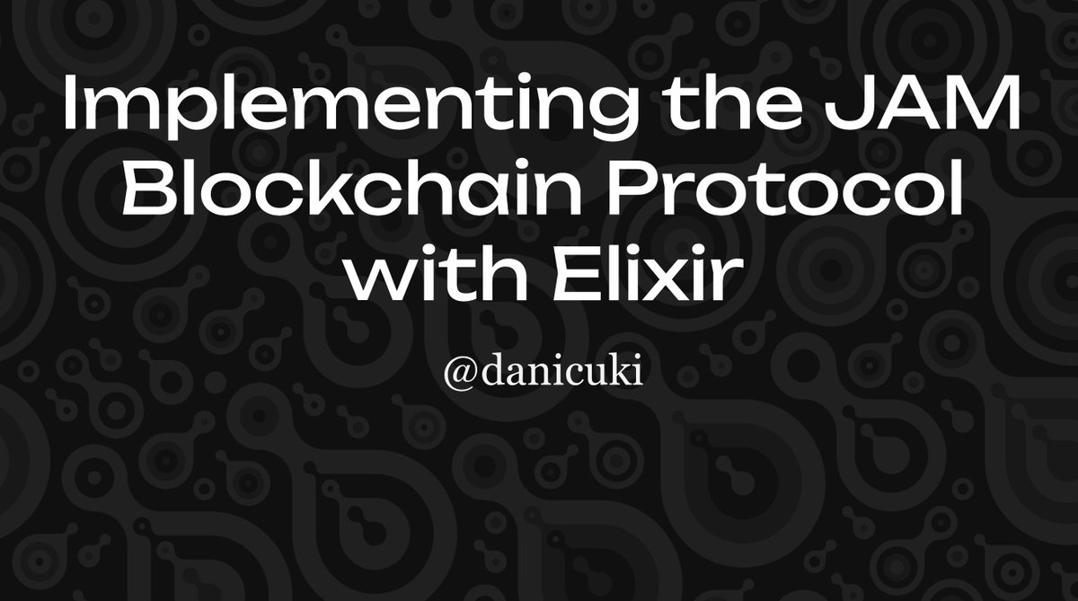 danicuki's tweet image. Here are the slides of my presentation / workshop at @Web3summit about "Implementing the @polkadot JAM Blockchain Protocol with @elixirlang" - feel free to share and reuse it docs.google.com/presentation/d…