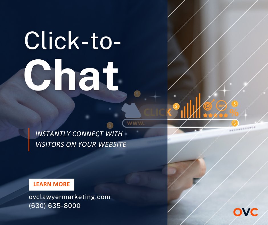 OVCMarketing's tweet image. If you are interested in setting up Click-to-Chat services for your law firm, call (630) 635-8000 or visit: bit.ly/2JCZ5m8 

#WeKnowLawyerMarketing #ClicktoChat #LeadGeneration