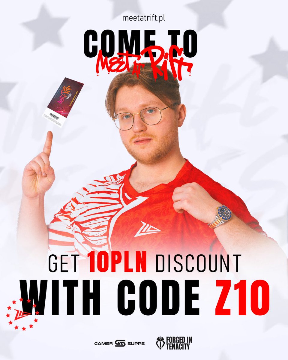 Wanna join us at <a href="/MeetAtRift/">Meet at Rift</a> Summer?

Grab your ticket with our code “Z10” and get 10 PLN off! 🎫 A summer LAN, esports hype, and live support for Z10 💥

Hop into the żyleta and let’s show who runs <a href="/RiftLegendsPL/">Rift Legends</a>! 🔥

#WeMakeHeroes #Z10WIN #nervalol