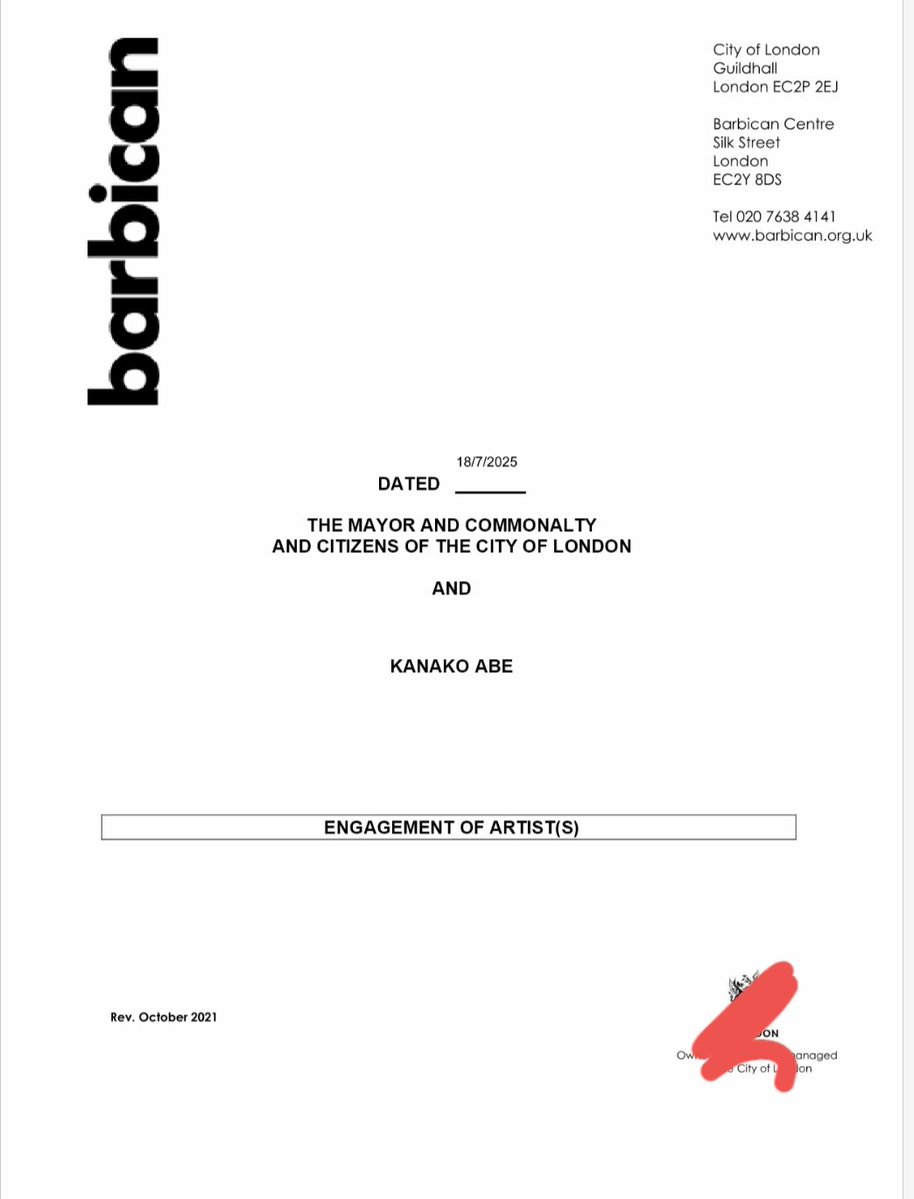 bakanakov's tweet image. Barbican Centreは市立なので、公演受諾=ロンドン市長と契約書を交わす、即ち受け取る報酬はロンドン市民の税金?因みに英国で労働するには、雇用主からの招待状を税関で見せパスポートに了承スタンプをもらわねばならない。ヨーロッパでエージェントに属さぬ私はこういう手続き全部自分でやってます😅