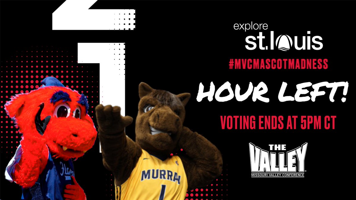 MVCsports's tweet image. 1 hour left, MVC fans!
It’s your last chance to help crown the Best Mascot in The Valley👑
Sparky🆚Dunker
👉bit.ly/40qqIac
@ExploreStLouis x #MVCMascotMadness