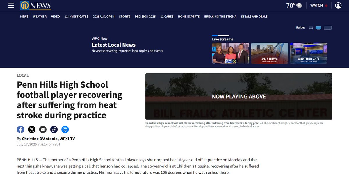 okatc_scott's tweet image. Maybe, 9 yrs after Maxwell Tchatchoua's football EHS, Penn Hills is abiding traditional, yet ineffective, EHS preventive strategies? Giving the benefit of the doubt, for now...but why are linemen sprinting? Time to embrace a new paradigm for prevention of football EHS! @NATA1950