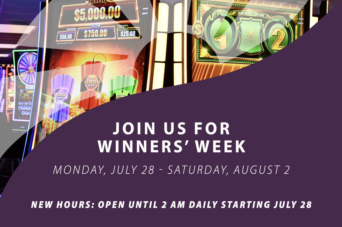 Join us for Winners' Week to celebrate our game-changing expansion! We're also extending our hours. Starting July 28, we'll be open from 10 AM to 2 AM every day! firstlighttaunton.com/promotions