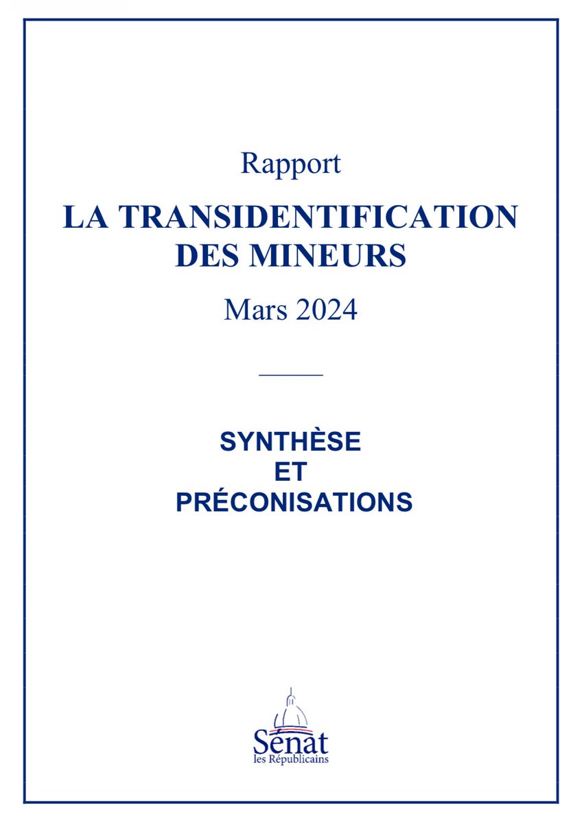 Faute de consensus, la HAS renonce à publier ses recommandations pour la transition de genre des mineurs. Une 1ère victoire qui confirme nos travaux et l'adoption au #Sénat de notre PPL interdisant les pratiques de changement de sexe pour les mineurs -en attente d'examen à l'AN !