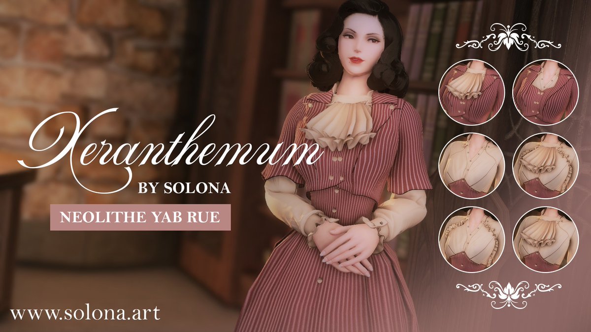 solona_xiv's tweet image. Xeranthemum: a prim dress with optional jacket and cravat. get it at solona dot art