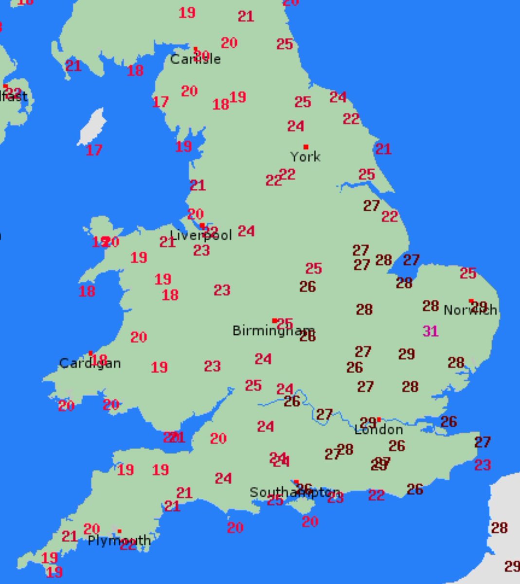 Sᴏᴜᴛʜᴇʀɴ ᴇɴɢʟᴀɴᴅ ᴡᴇᴀᴛʜᴇʀ (@londonsnowwatch) on Twitter photo I've just hit 30c for the 12th time this summer (6 times in June and so far 6 times in July) <a href="/wanstead_meteo/">Wanstead weather</a>
Elsewhere in the region, it's high 20's widely for central and eastern parts but much fresher in the sw I've just hit 30c for the 12th time this summer (6 times in June and so far 6 times in July) <a href="/wanstead_meteo/">Wanstead weather</a>
Elsewhere in the region, it's high 20's widely for central and eastern parts but much fresher in the sw