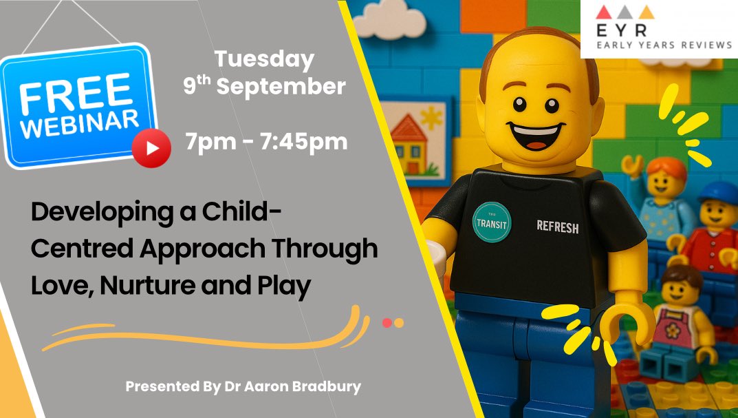 AaronTeamEC's tweet image. Over 200 booked! ✨
I’m now closing registrations for my FREE webinar:
“Developing a Child-Centred Approach Through Love, Nurture and Play”
Thank you to everyone who signed up – I can’t wait to see you on Tues 9th Sept, 7pm 💛
#EarlyYears #PlayMatters #ChildCentred #EYWebinar