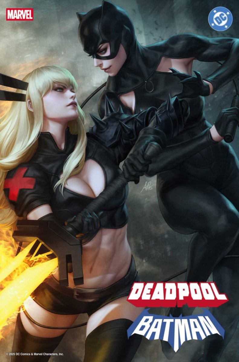 XMenUpdate's tweet image. Magik and Catwoman stun for ‘DEADPOOL AND BATMAN’ variant cover. ❤️