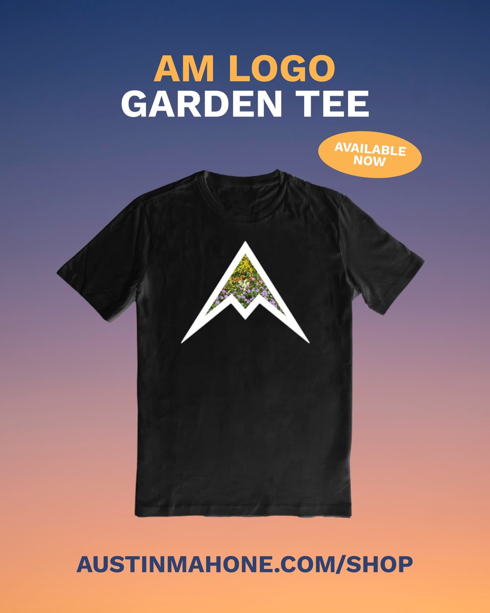 We’re celebrating one week of “Both Ways” with a merch drop! Shop the ALL-NEW AM Logo Garden Tee at the link in our bio 💐⭐️ austinmahonemerch.com/products/am-ap…