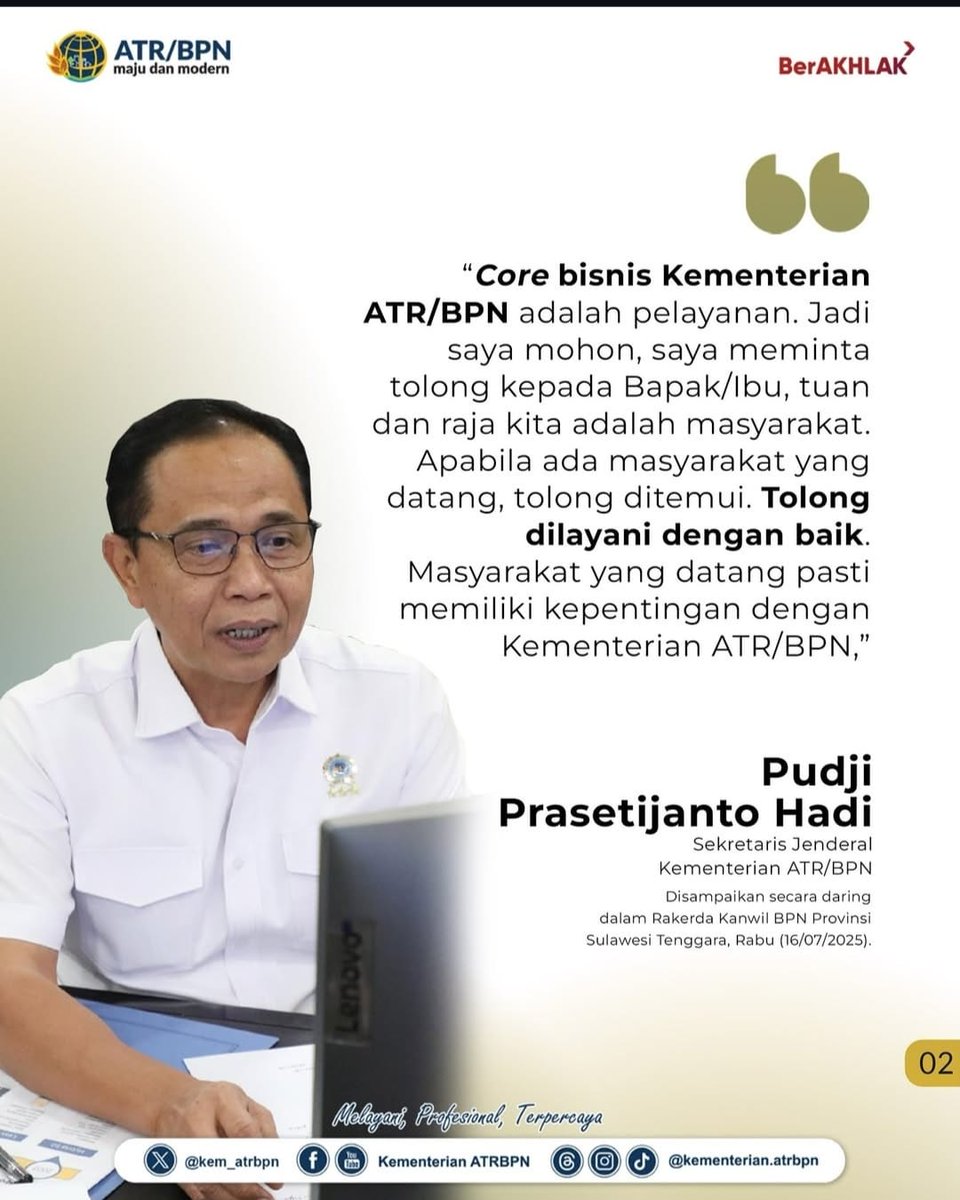 kantahpalas17's tweet photo. #Repots @kementerian.atrbpn #SobAtRBPNpalas✨ Sekretaris Jenderal (Sekjen) Kementerian ATR/BPN Pudji Prasetijanto Hadi, menyatakan inti dari tugas Kementerian ATR/BPN adalah memberikan pelayanan terbaik kepada masyarakat.
Berita selengkapnya kunjungi:
https://t.co/vfi40grWGZ https://t.co/KoubXpVx7h