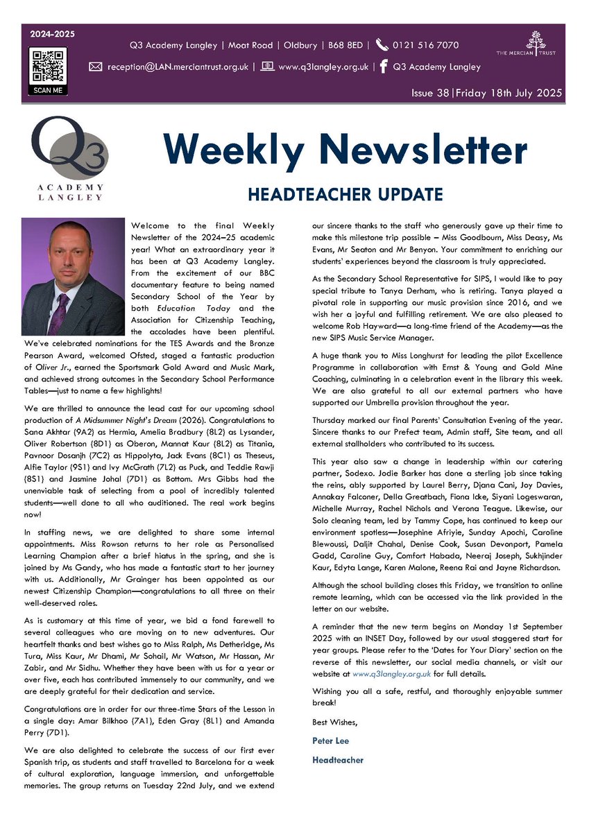 q3langley's tweet image. q3langley.org.uk/News/Newslette…
The final Weekly Newsletter is issued today!