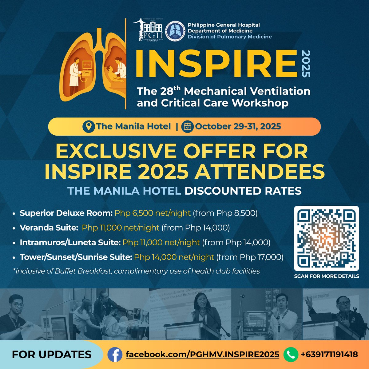 ✨ Attending #INSPIRE2025? Stay where the action is! ✨
Get exclusive rates at The Manila Hotel for our Oct 29–31 workshop.

🛏 Rooms from Php 6,500/night w/ breakfast &amp; gym access

📲 Scan the QR code in the poster to book

📞 Inquiries: +639171191418