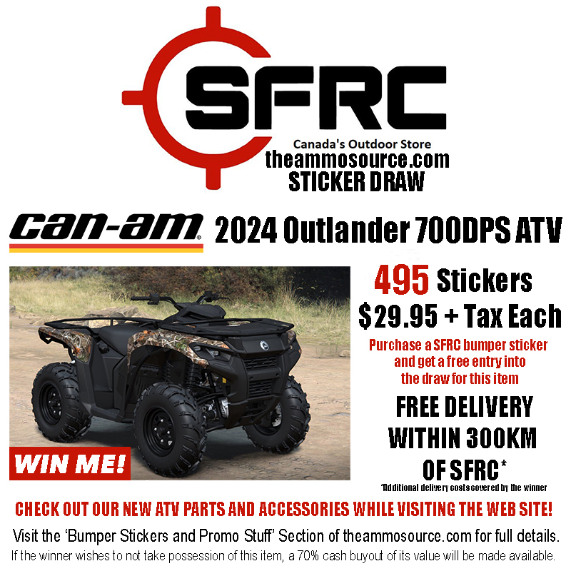 theammosource's tweet image. We have another 2024 Can-Am Outlander 700DPS ATV available in the 'Bumper Stickers and Promo Stuff' section of SFRC - theammosource.com! This item will be drawn for once all spaces are filled!
theammosource.com/bumper-sticker…