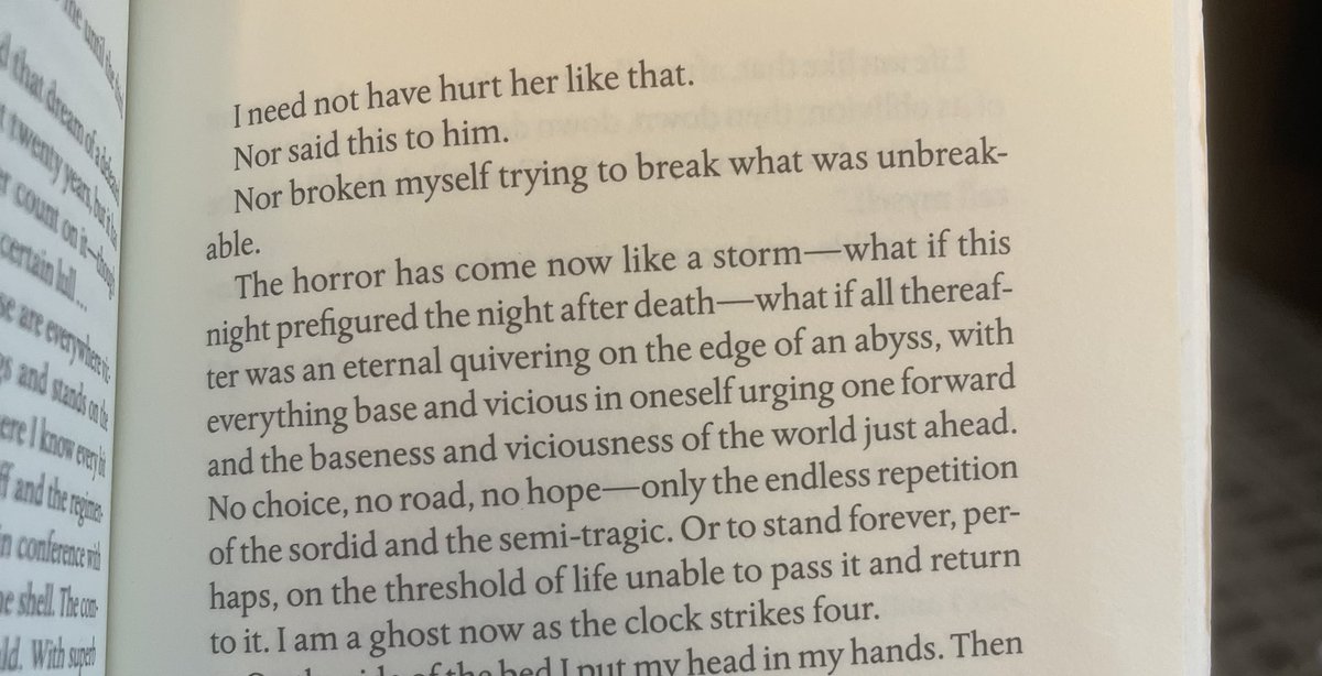 F. Scott Fitzgerald on insomnia:

“The horror has come now like a storm—what if this night prefigured the night after death—what if all thereafter was an eternal quivering on the edge of an abyss, with everything base and vicious in oneself urging one forward . . .”
#Fitzgerald