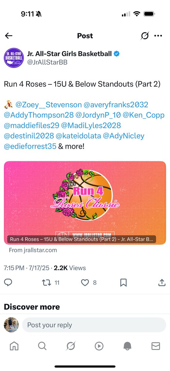 Thanks for the nice write up <a href="/JrAllStarBB/">Jr. All-Star Girls Basketball</a> at Run 4 Roses.   Appreciate you stopping by and checking out Mo Phenom St. Louis!!! <a href="/MissouriPhenom/">Phenom Basketball</a>