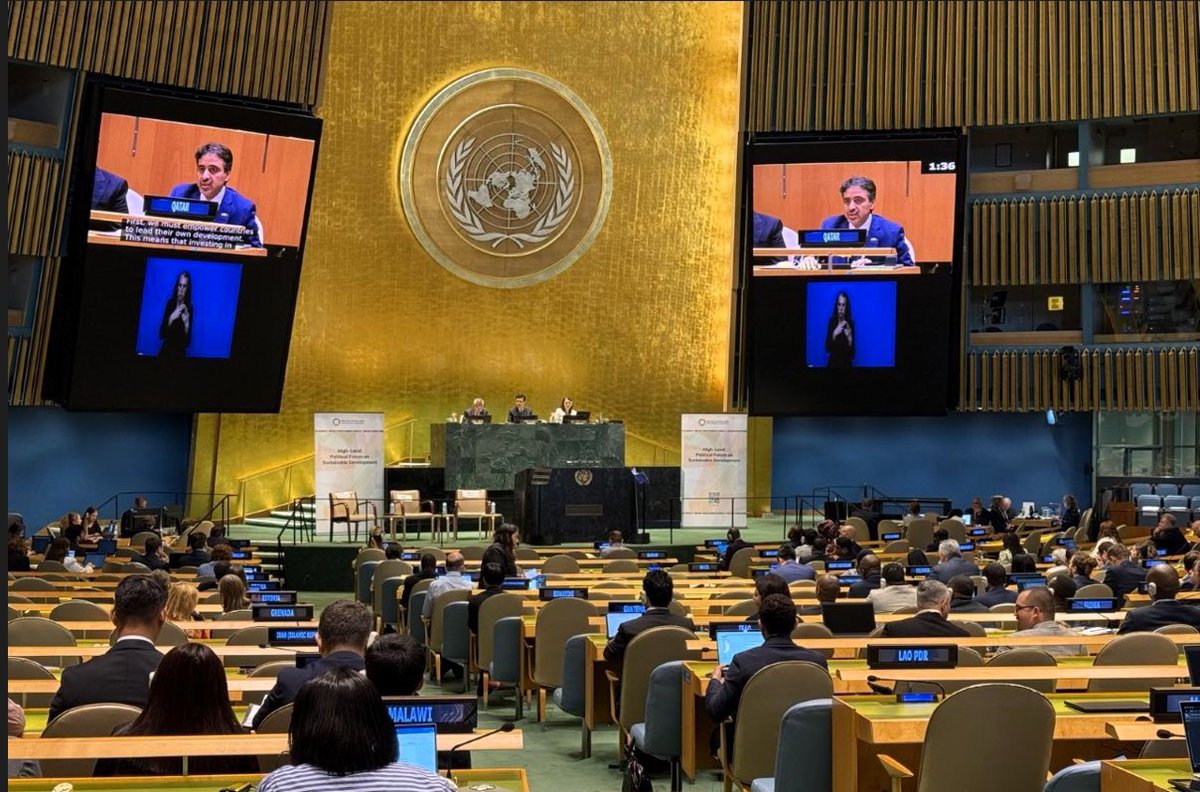 QatarAtUN's tweet image. #HLPF2025 successfully kicked off w/ 🇶🇦 participation of H.E. Fahad Al-Sulaiti, DG @qatar_fund. We look forward to engaging discussions aimed at reinforcing multilateral cooperation to achieve the #SDGs, in the lead-up to the #WSSD2 from 4-6 November in Doha.
@MofaQatar_EN
