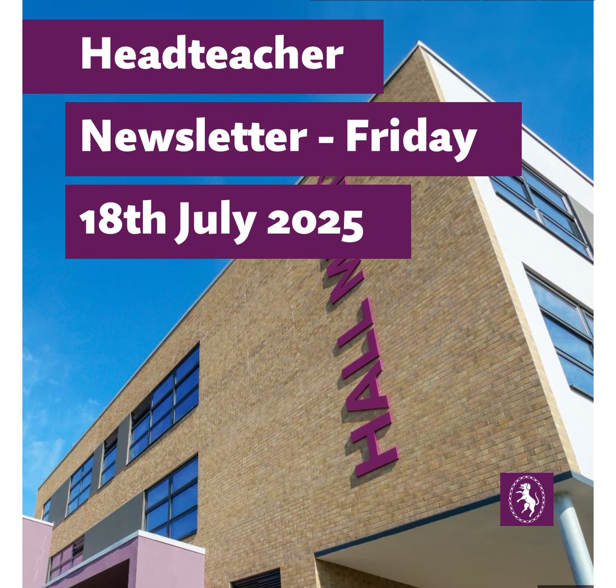 Hall Mead School (@hallmead) on Twitter photo Wow! We did it Hall Mead community - we smashed another school year! You were amazing!
Check out the final Headteacher Newsletter for this year: hallmeadschool.co.uk/2025/07/18th-j…
See you again in September!
Happy Summer 2025 💜⭐️
<a href="/elatrust/">Empower Learning Academy Trust</a> <a href="/MattDronfield/">Matt Dronfield</a> <a href="/HallMeadPastor1/">@HallMeadPastoral</a> Wow! We did it Hall Mead community - we smashed another school year! You were amazing!
Check out the final Headteacher Newsletter for this year: hallmeadschool.co.uk/2025/07/18th-j…
See you again in September!
Happy Summer 2025 💜⭐️
<a href="/elatrust/">Empower Learning Academy Trust</a> <a href="/MattDronfield/">Matt Dronfield</a> <a href="/HallMeadPastor1/">@HallMeadPastoral</a>