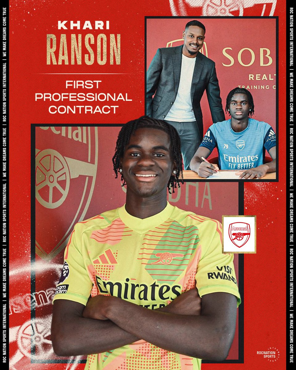 RocNationSI's tweet image. First pro contract ✔️ Congrats to Khari Ranson on continuing his journey at Arsenal 🔴