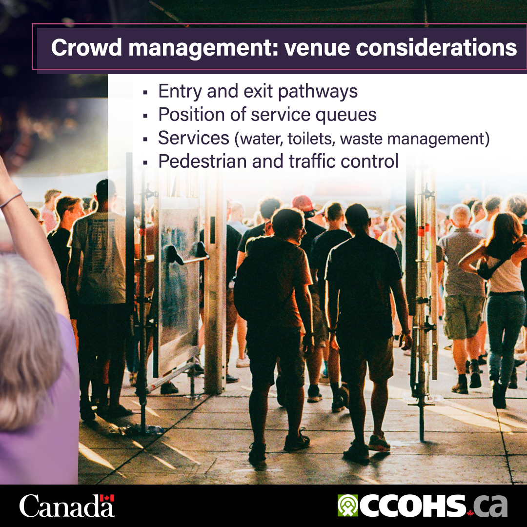 CCOHS's tweet image. Ever wonder how much planning goes into creating a fun, safe experience for a crowd? Lots! Here are just some of the considerations for crowd management risk assessments:  ow.ly/EN3N50WrPW8