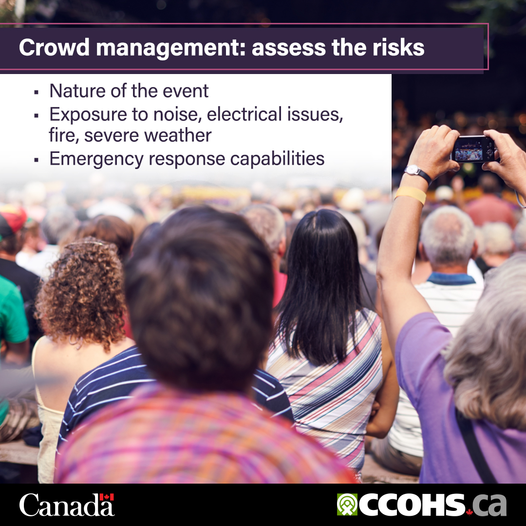 CCOHS's tweet image. Ever wonder how much planning goes into creating a fun, safe experience for a crowd? Lots! Here are just some of the considerations for crowd management risk assessments:  ow.ly/EN3N50WrPW8
