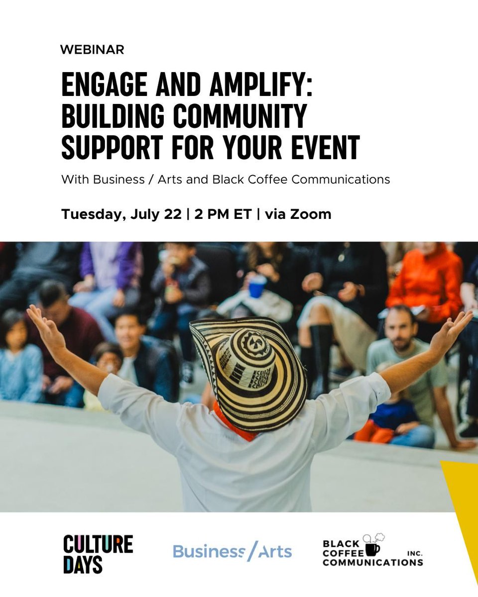 Join B/A's President &amp; CEO Aubrey Reeves and Mercedes Blackwood, founder of Black Coffee Communications Inc. on Tues July 22, 2025 at 2pmEST for Engage and Amplify: Building Support for your Community Event. 
🔗 Register now: bit.ly/3IC4tYC