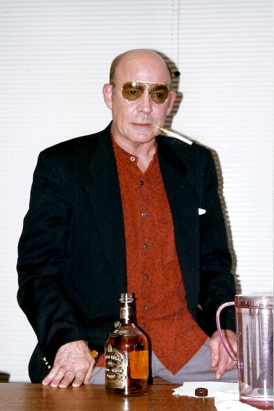 Hunter S. Thompson #BOTD at the Tattered Cover in Denver, with a favorite libation at the ready...  

📷 <a href="/Gregory_Ego/">Gregory Ego</a>