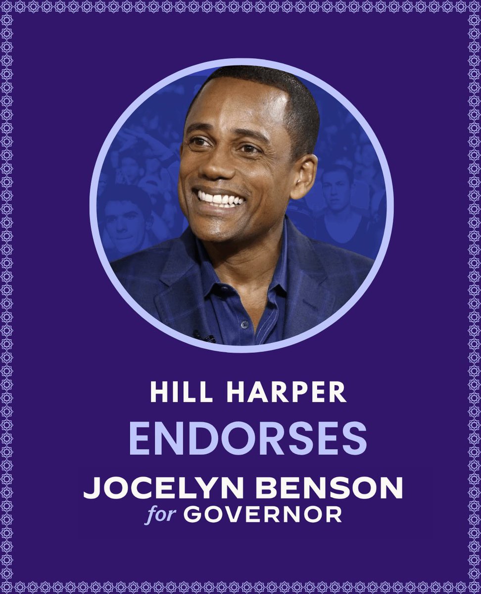 JocelynBenson's tweet image. I’m grateful to have the support of Hill Harper, a tireless advocate for justice, equity, and community empowerment. His voice, leadership, and commitment to uplifting others inspires me and so many across Michigan. Let’s keep building a future rooted in possibility, hope, and…