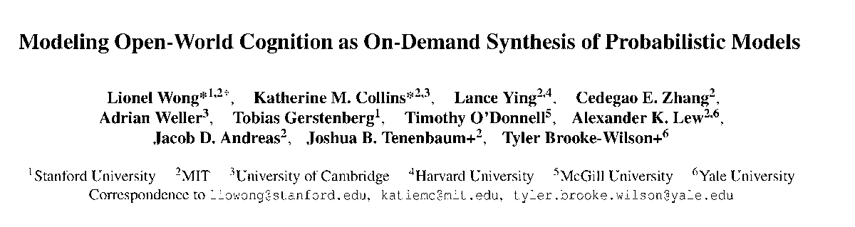 T_BrookeWilson's tweet image. How do people reason while still staying coherent – as if they have an internal ‘world model’ for situations they’ve never encountered? A new paper on open-world cognition (preview at the world models workshop at #ICML2025!)