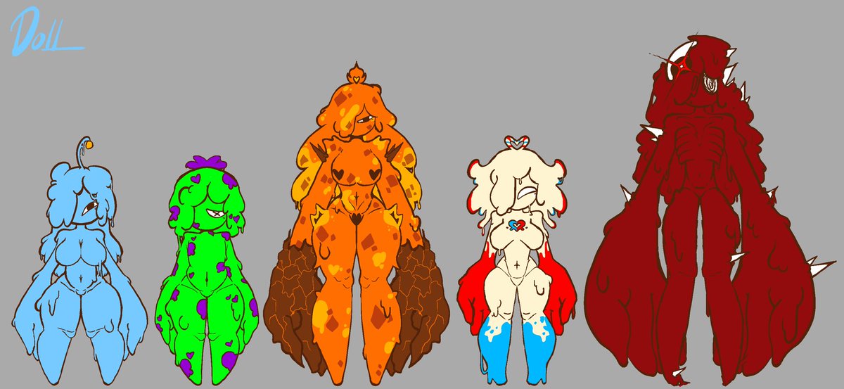 CitrusWaffer's tweet image. Decided to update Dolls design (aswell as her alt forms)
(Only base colours for now)
#oc #ocart #ocartist #MonsterGirls